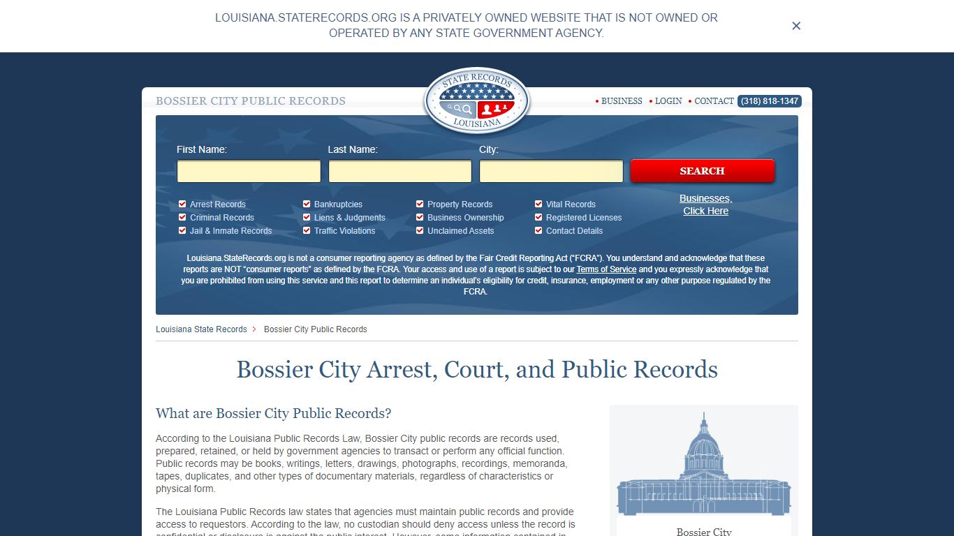 Bossier City Arrest, Court, and Public Records