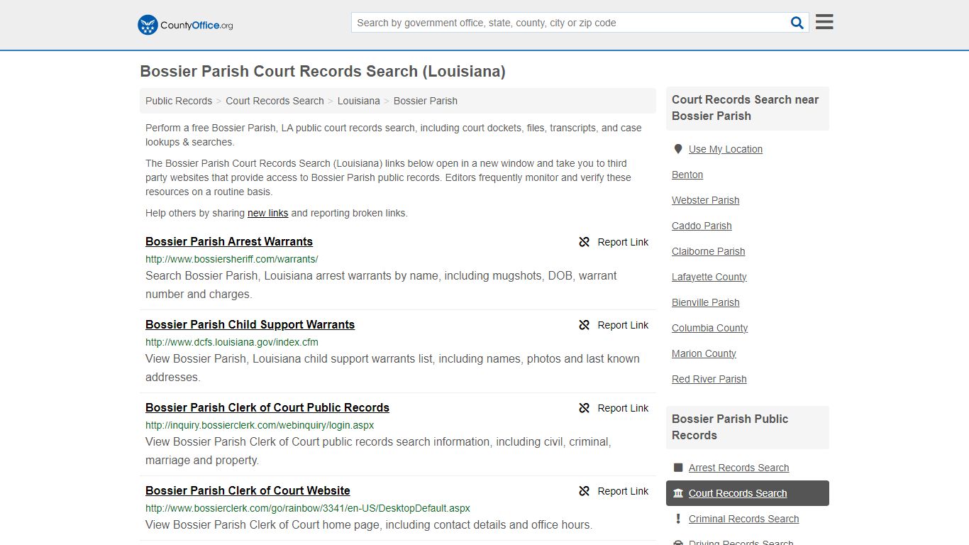 Bossier Parish Court Records Search (Louisiana) - County Office