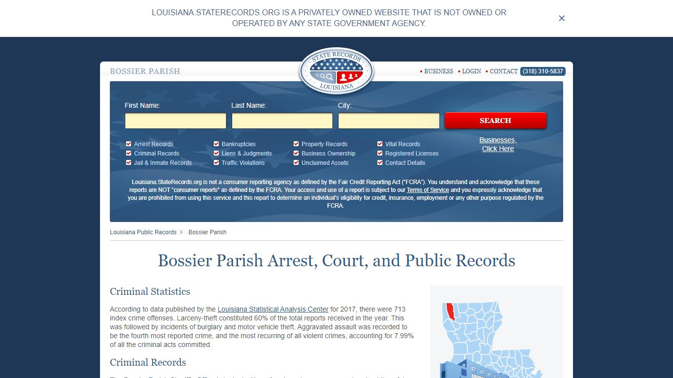 Bossier Parish Arrest, Court, and Public Records